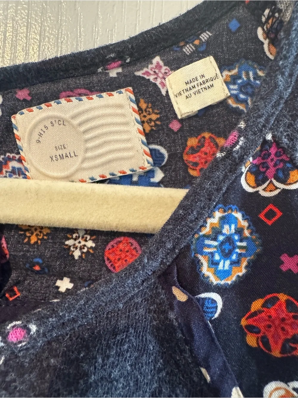 Anthropologie Navy Floral Peplum Short Sleeve Blouse - Size XS